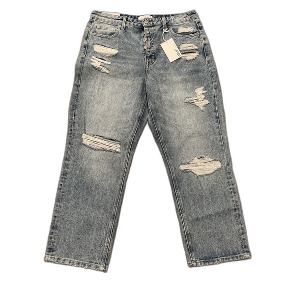 Vervet Denim - Vervet Beverly Jeans Women 31 Super High Rise Distressed Straight Button Fly New